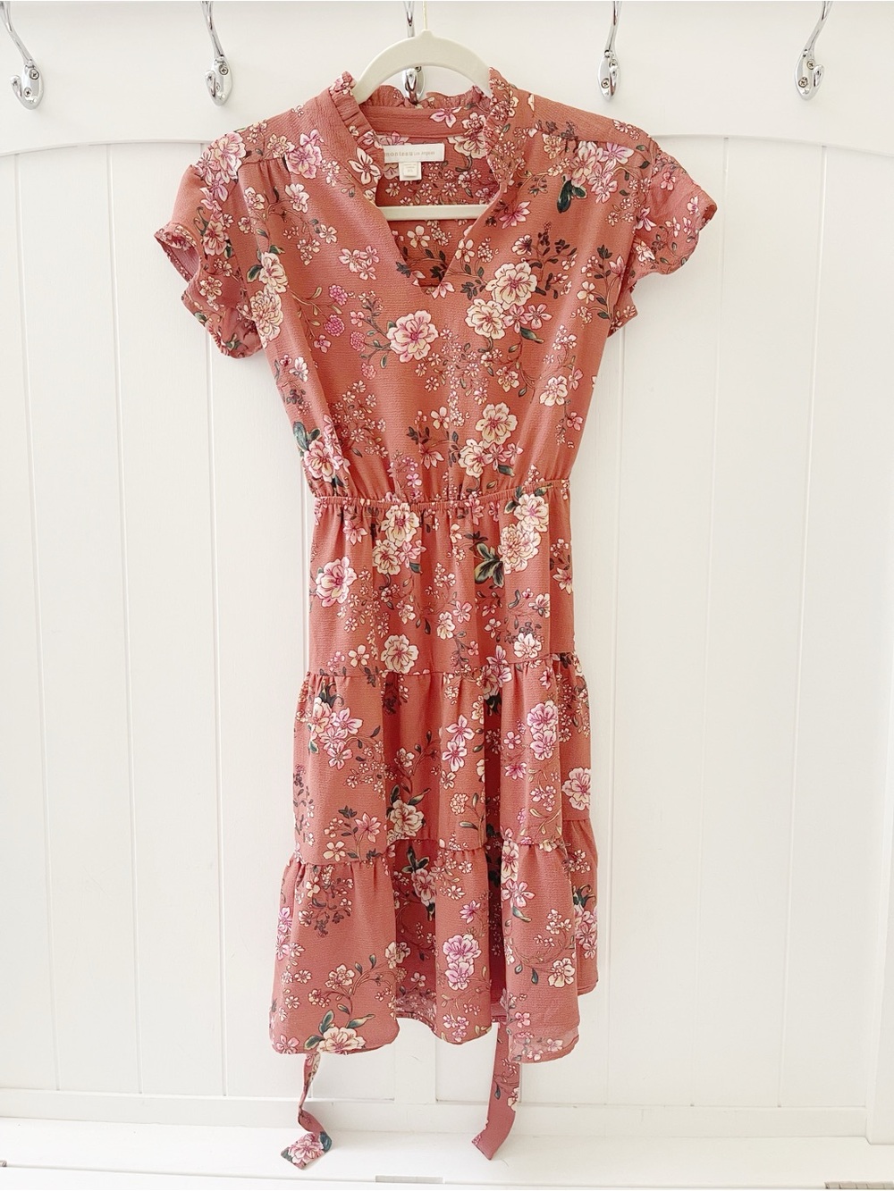 Fall Floral Tiered V-Neck Dress